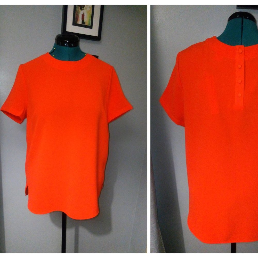 Catherine Malandrino Bright Orange Blouse Sz L NWT